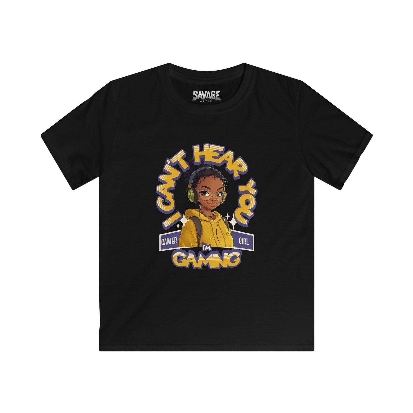 Gamer Girl Kids Softstyle Tee - "I Can't Hear You, I'm Gaming"