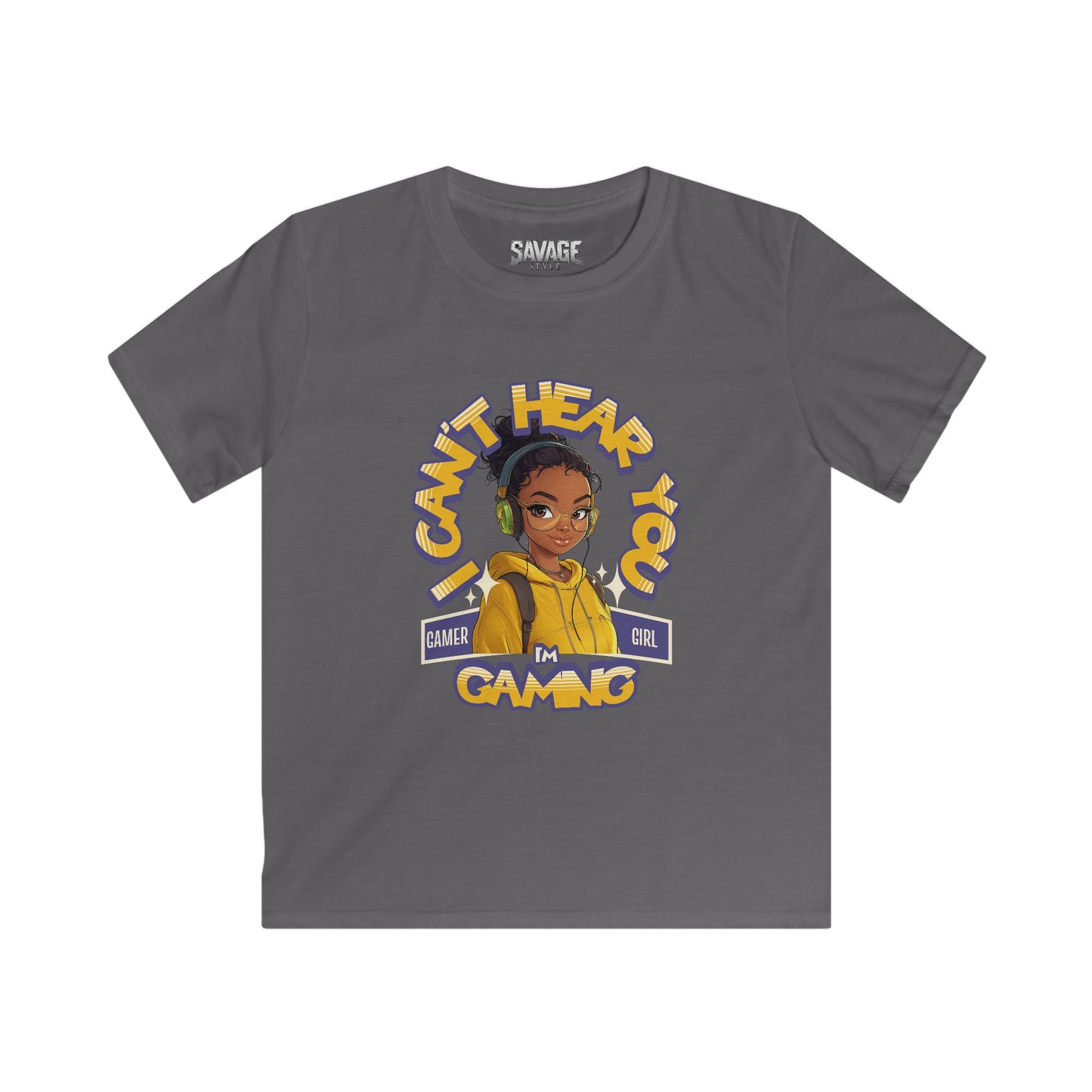 Gamer Girl Kids Softstyle Tee - "I Can't Hear You, I'm Gaming"