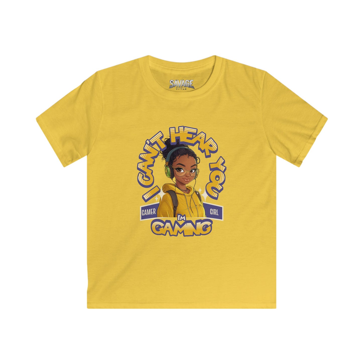 Gamer Girl Kids Softstyle Tee - "I Can't Hear You, I'm Gaming"