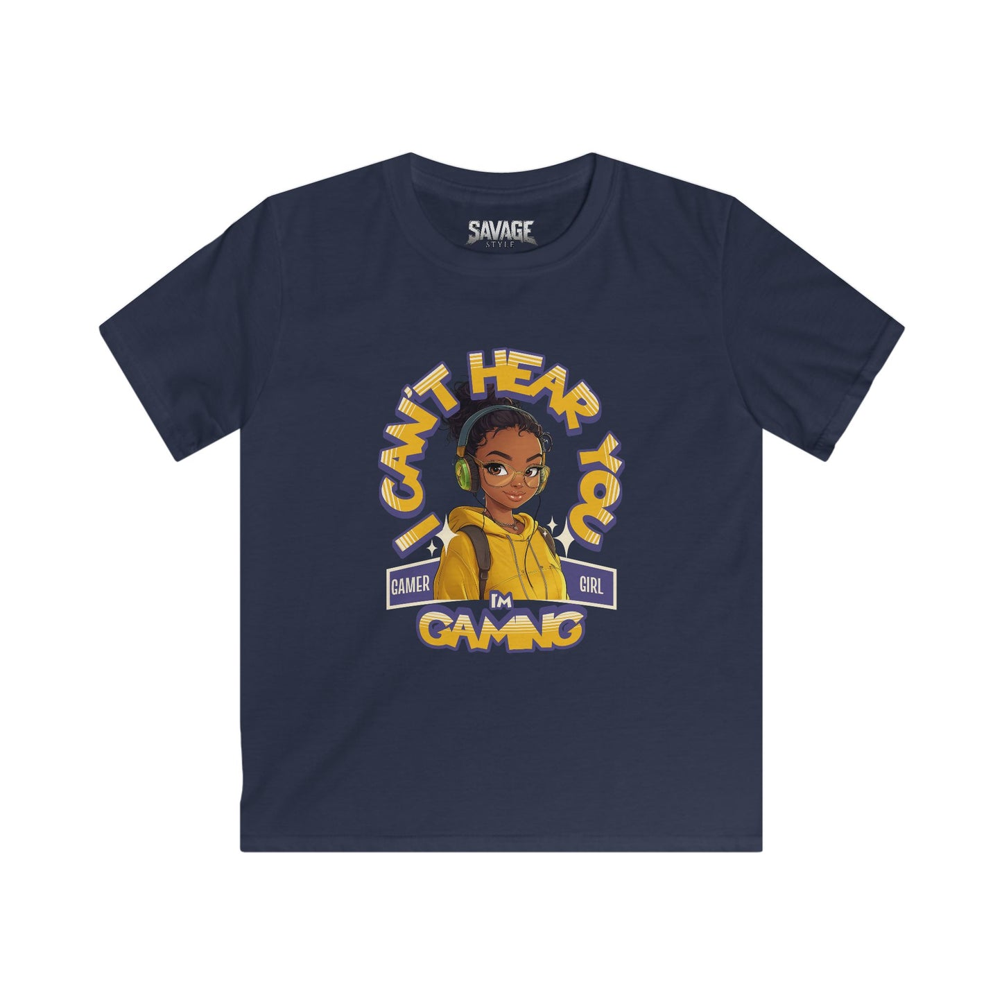 Gamer Girl Kids Softstyle Tee - "I Can't Hear You, I'm Gaming"
