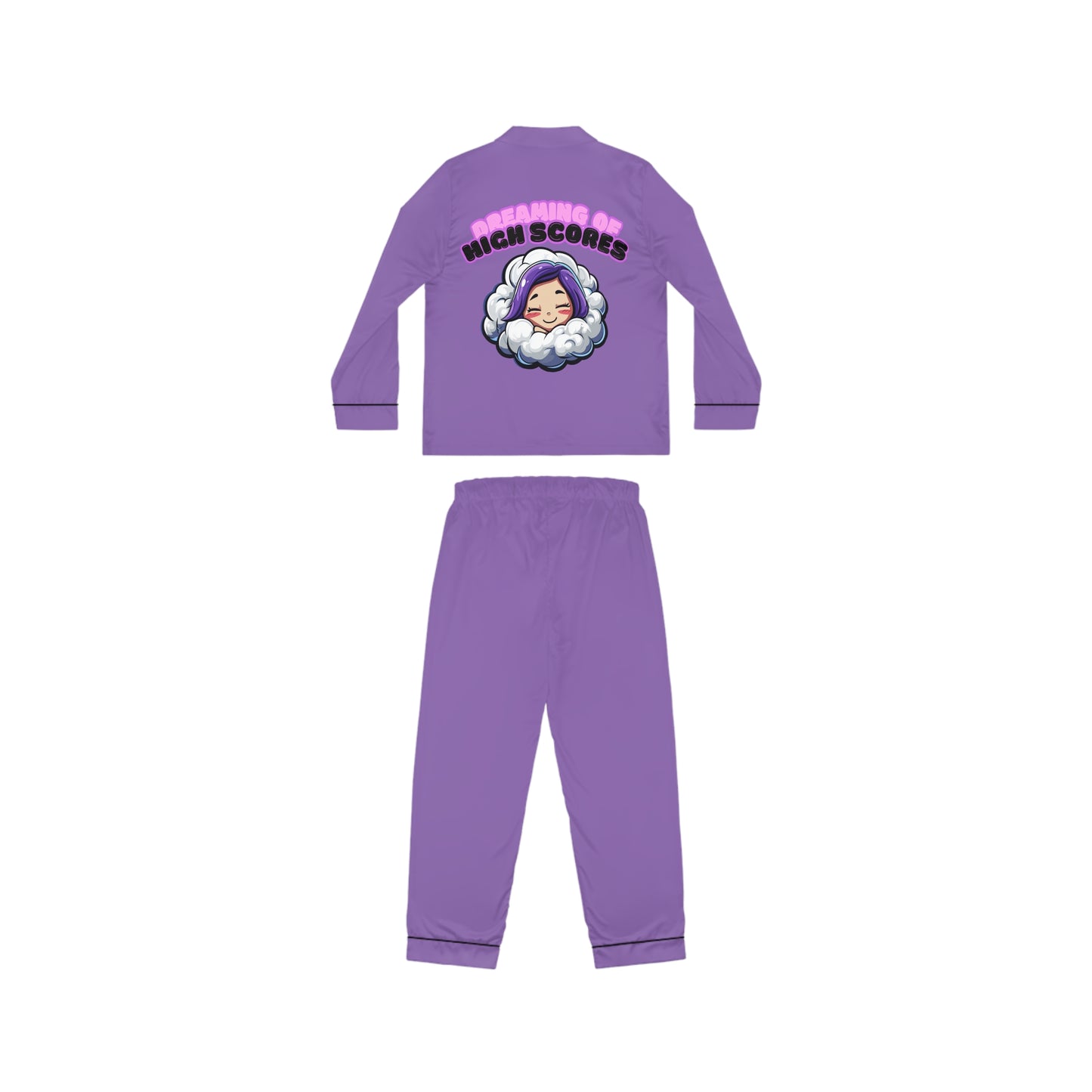 Women's Satin Pajama Set - Dreaming of High Scores
