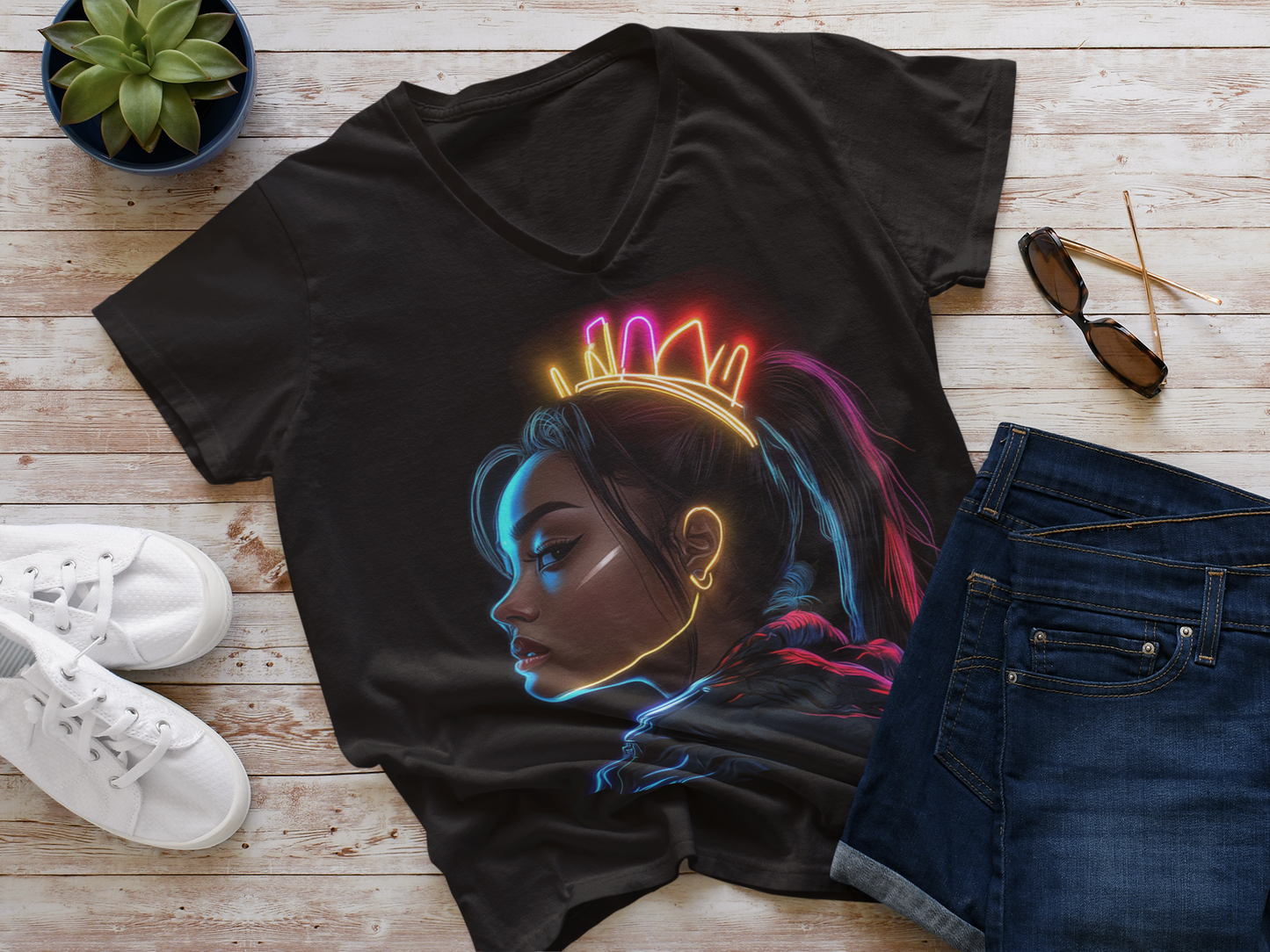 Gamer Queen - Women's V Neck Tee