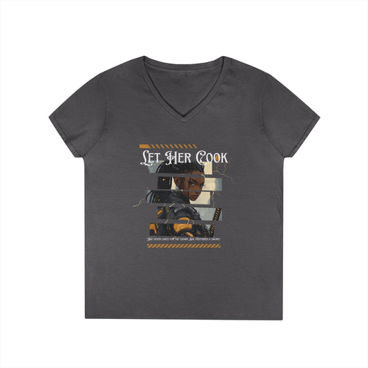 Let Her Cook - Women's V-Neck Tee