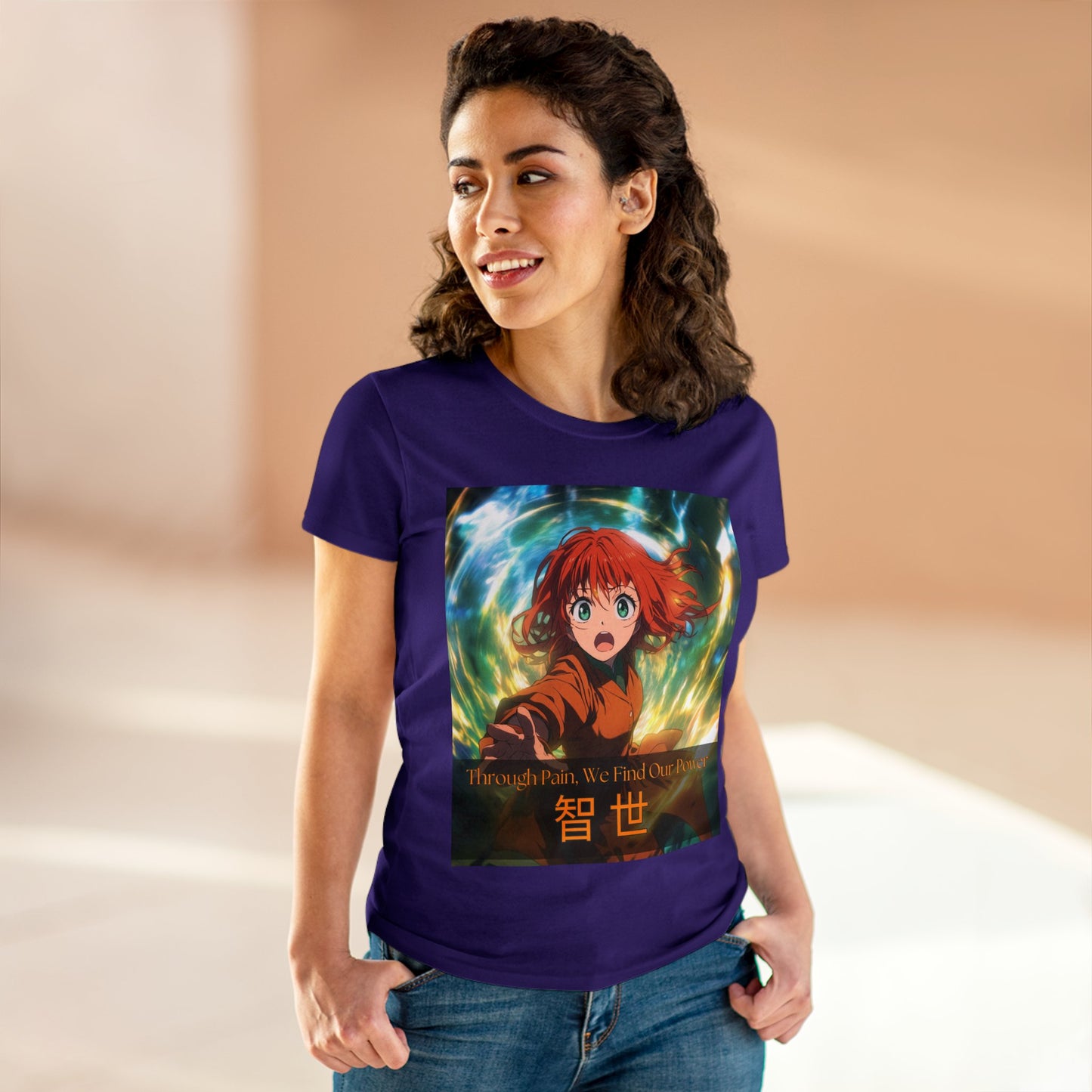 Through Pain, We Find Our Power 智 世- Anime Women's Tee