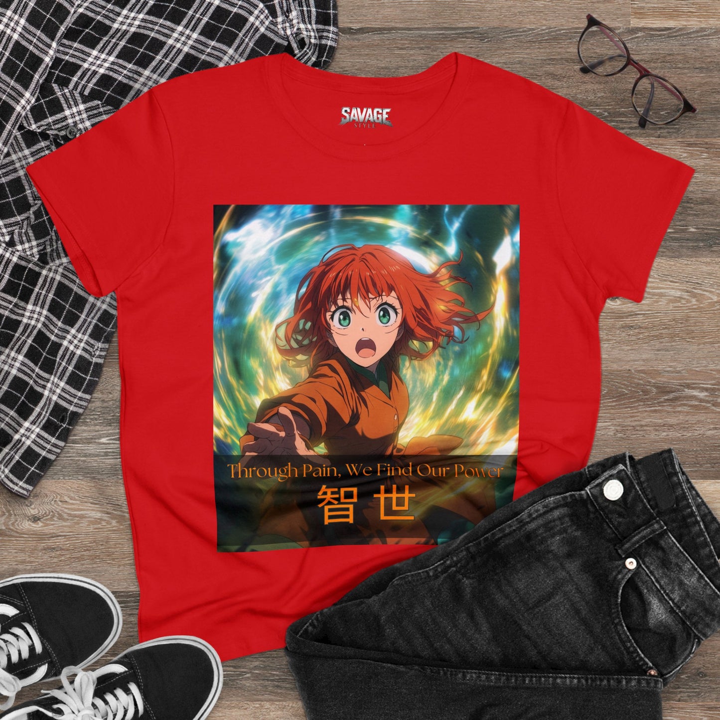 Through Pain, We Find Our Power 智 世- Anime Women's Tee