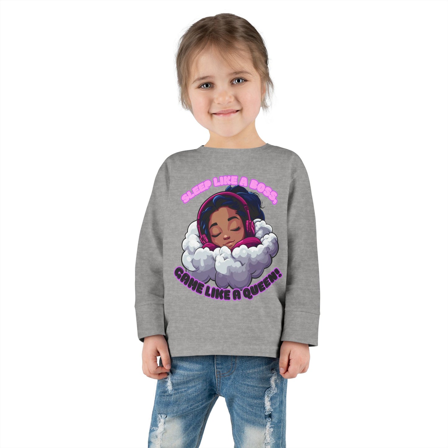 Sleepy Savage Gamer Toddler Girl Long Sleeve Tee