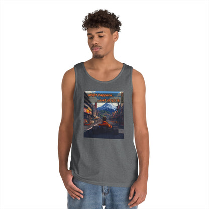 Anime Race Car Unisex Heavy Cotton Tank Top - Shift Happens, Just Drift It