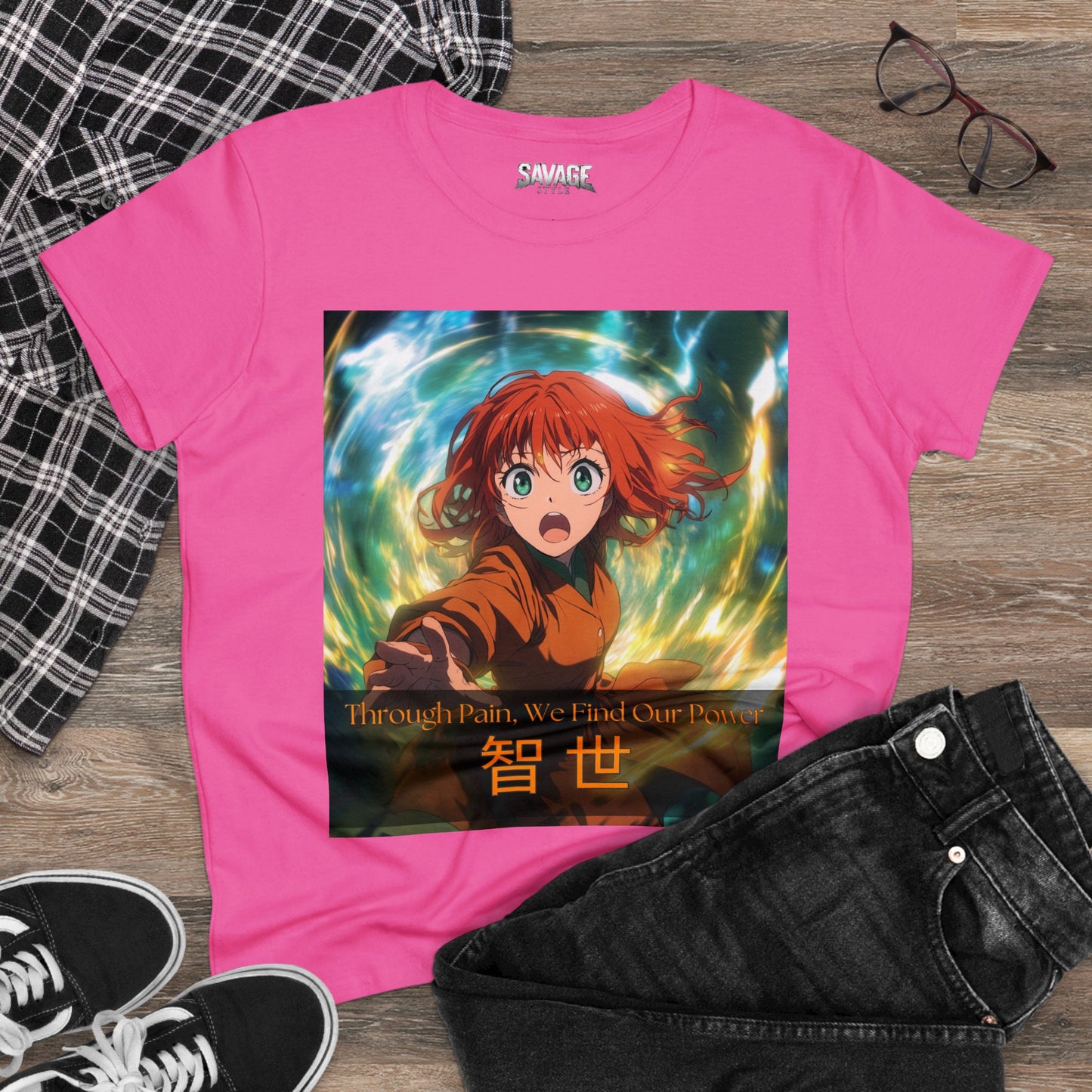 Through Pain, We Find Our Power 智 世- Anime Women's Tee