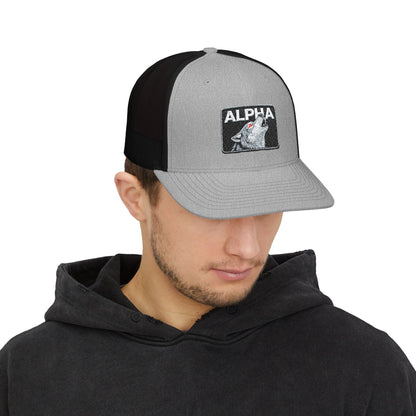 ALPHA Wolf Embroidered Snapback Trucker Cap