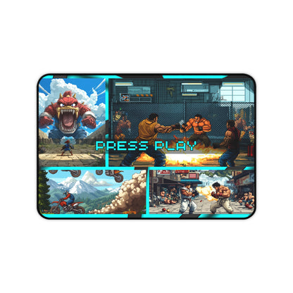 Retro Rewind Nostalgic Video Game Desk Mat - Cyan