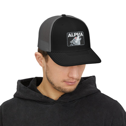 ALPHA Wolf Embroidered Snapback Trucker Cap