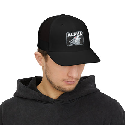 ALPHA Wolf Embroidered Snapback Trucker Cap