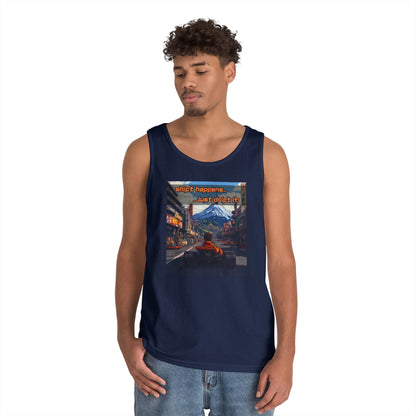 Anime Race Car Unisex Heavy Cotton Tank Top - Shift Happens, Just Drift It