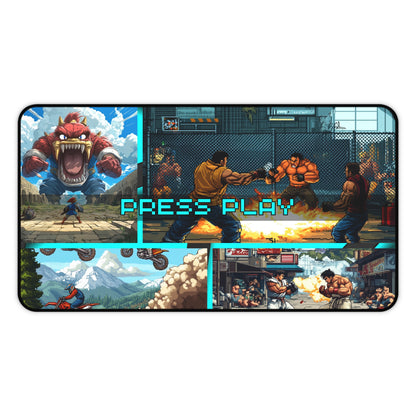 Retro Rewind Nostalgic Video Game Desk Mat - Cyan