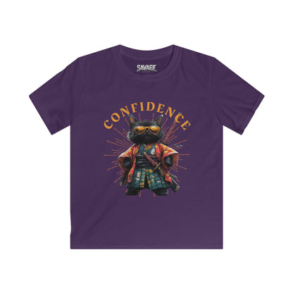 Confident Cat Kids Tee - Cute Comfort for Little Ones