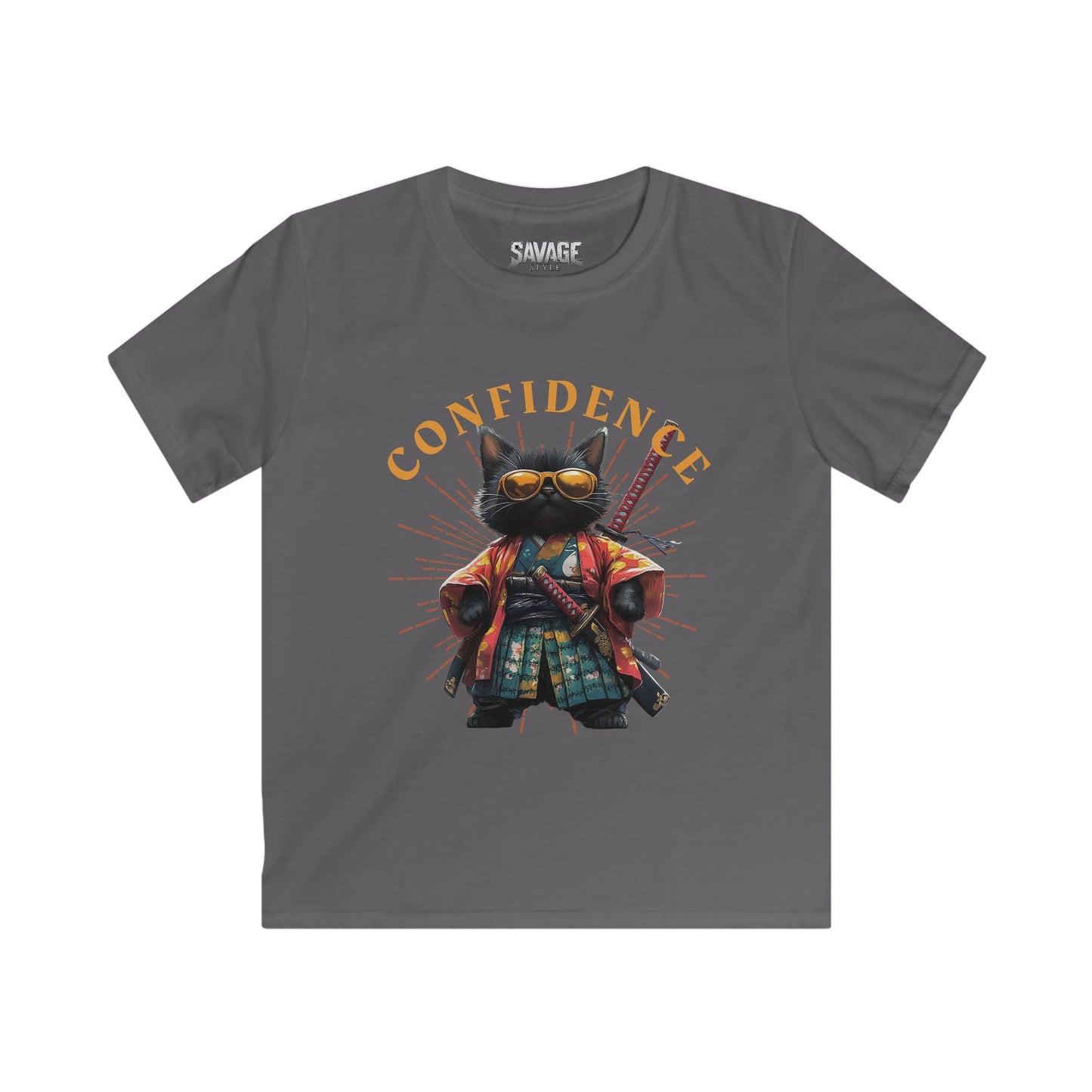 Confident Cat Kids Tee - Cute Comfort for Little Ones