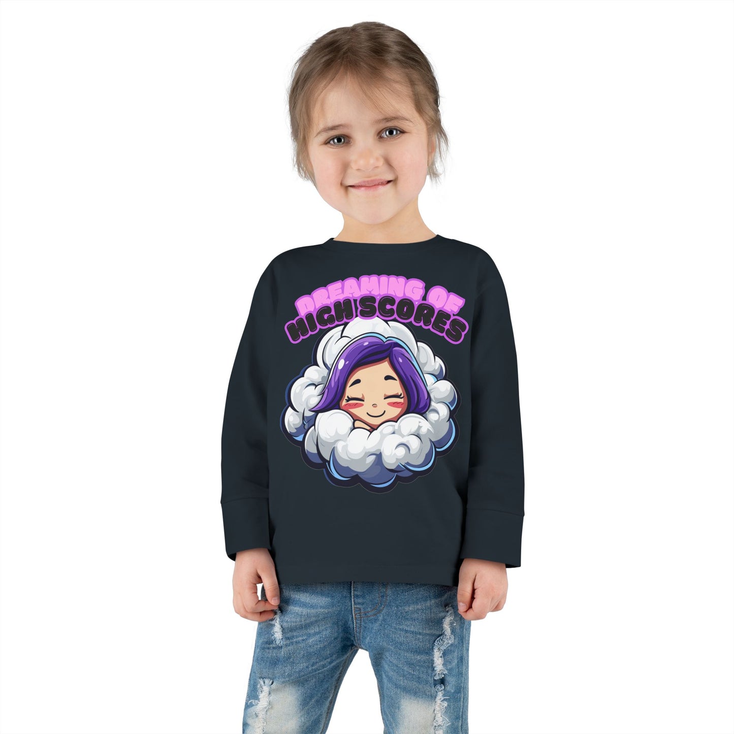 Sleepy Savage Anime Toddler Girl Long Sleeve Tee