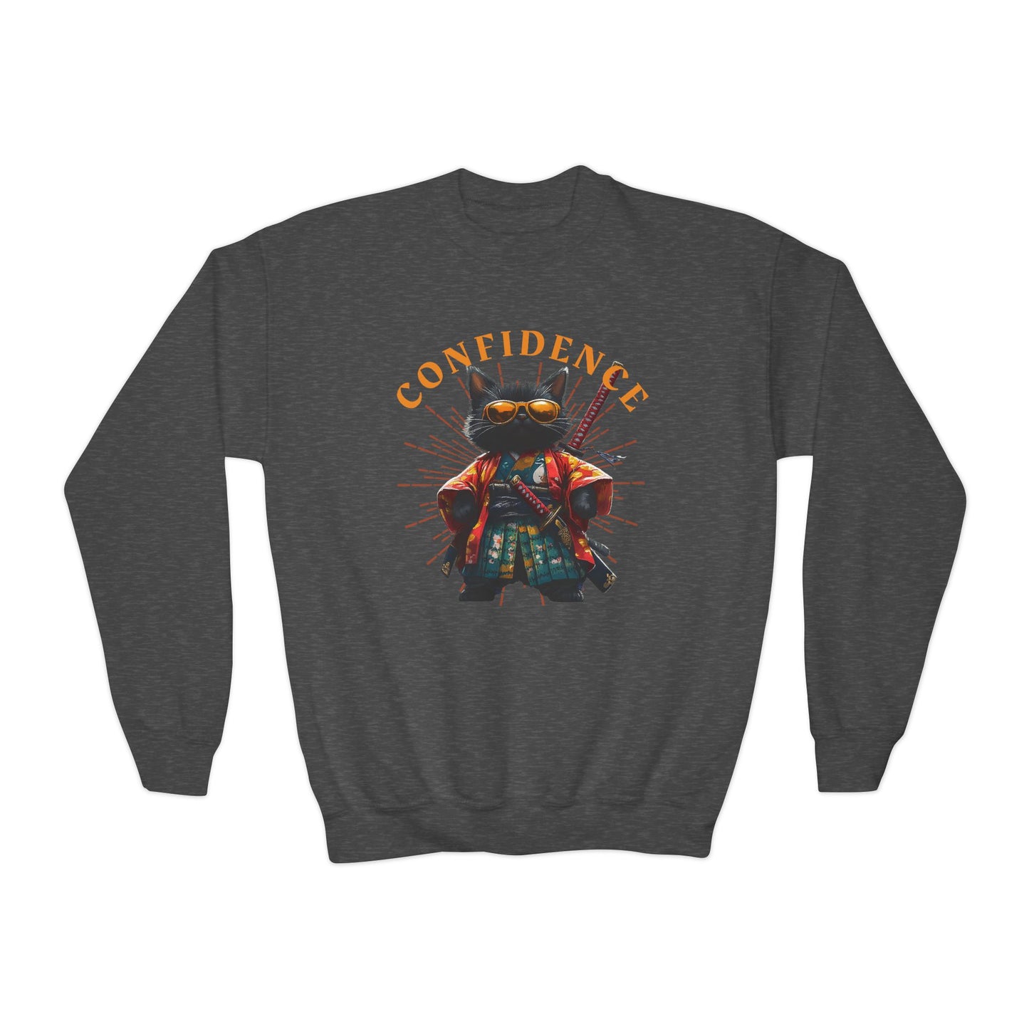 Confident Cat Youth Crewneck Sweatshirt