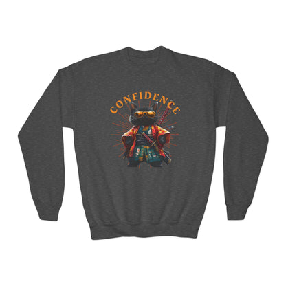 Confident Cat Youth Crewneck Sweatshirt