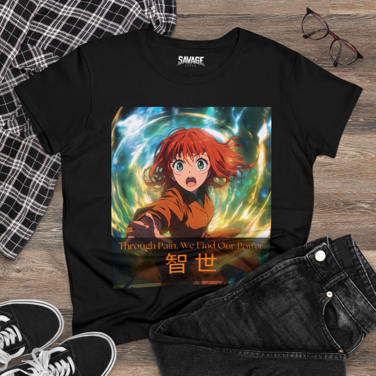Through Pain, We Find Our Power 智 世- Anime Women's Tee