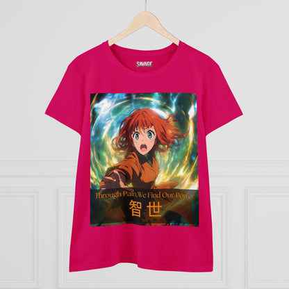 Through Pain, We Find Our Power 智 世- Anime Women's Tee