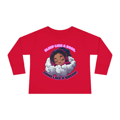 Sleepy Savage Gamer Toddler Girl Long Sleeve Tee