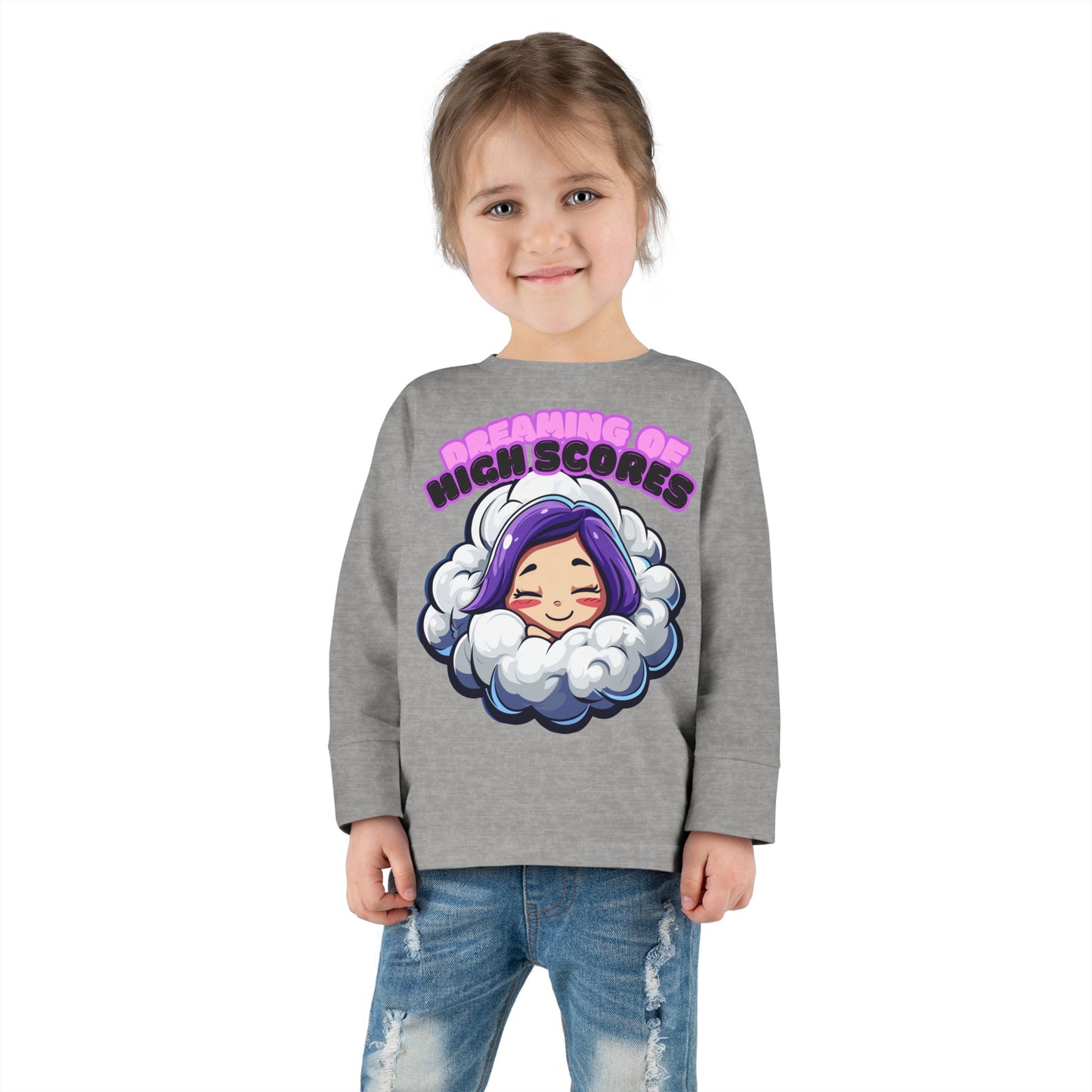 Sleepy Savage Anime Toddler Girl Long Sleeve Tee