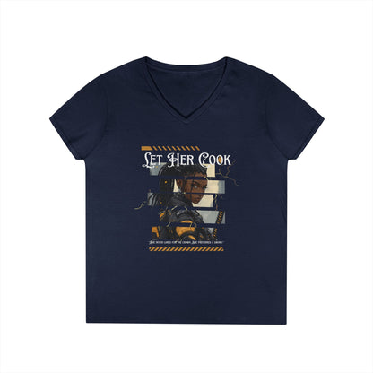 Let Her Cook - Women's V-Neck Tee