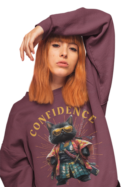 Confident Cat Youth Crewneck Sweatshirt