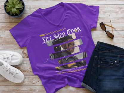 Let Her Cook - Women's V-Neck Tee