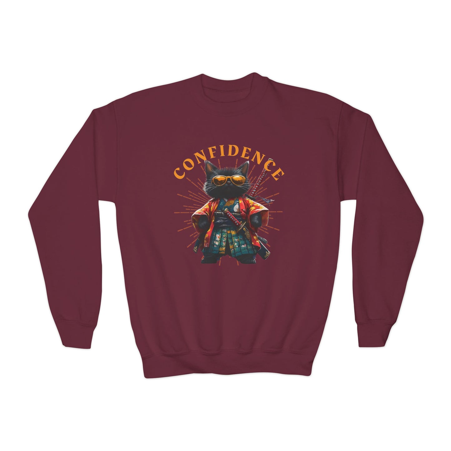 Confident Cat Youth Crewneck Sweatshirt