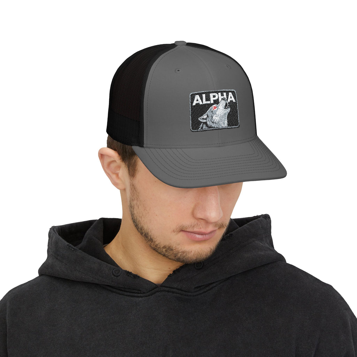 ALPHA Wolf Embroidered Snapback Trucker Cap