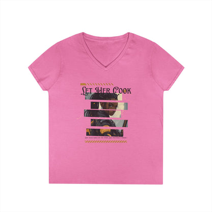 Let Her Cook - Women's V-Neck Tee