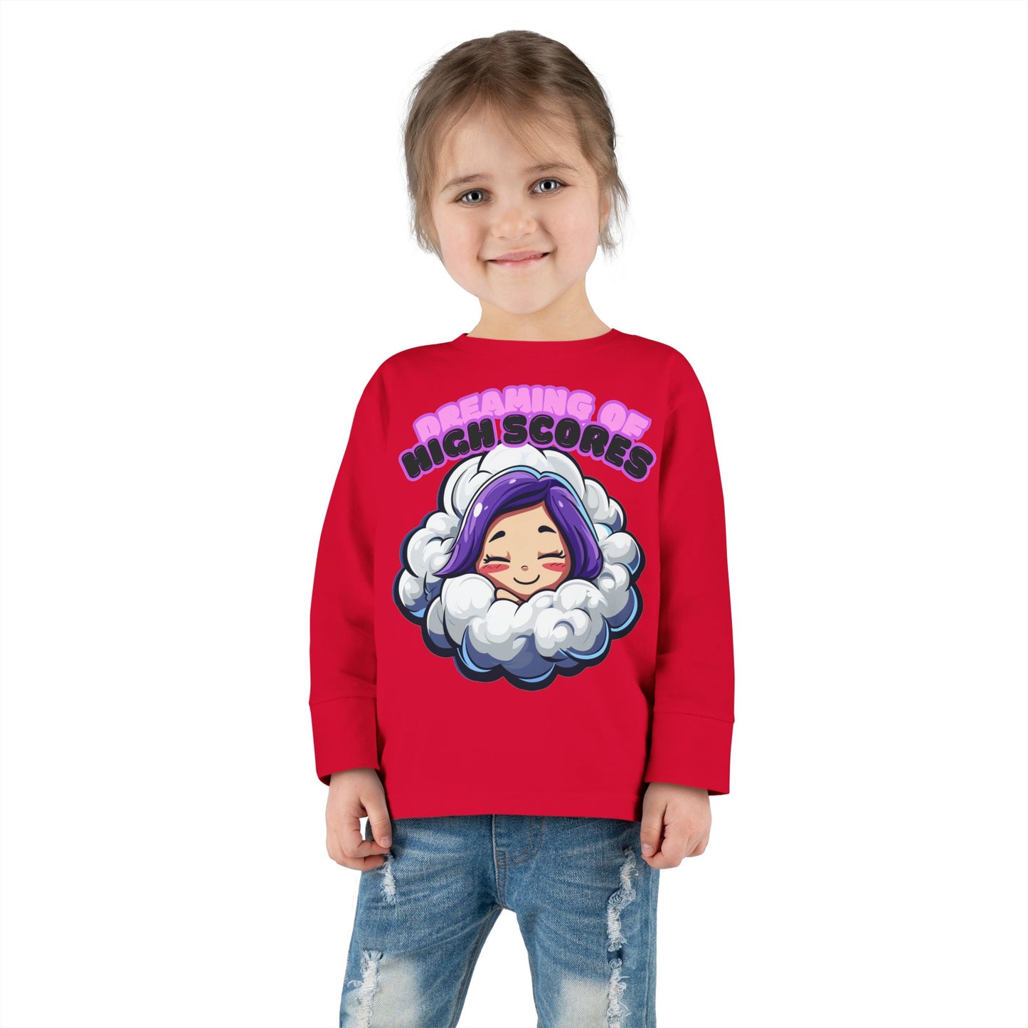 Sleepy Savage Anime Toddler Girl Long Sleeve Tee