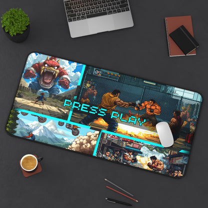 Retro Rewind Nostalgic Video Game Desk Mat - Cyan