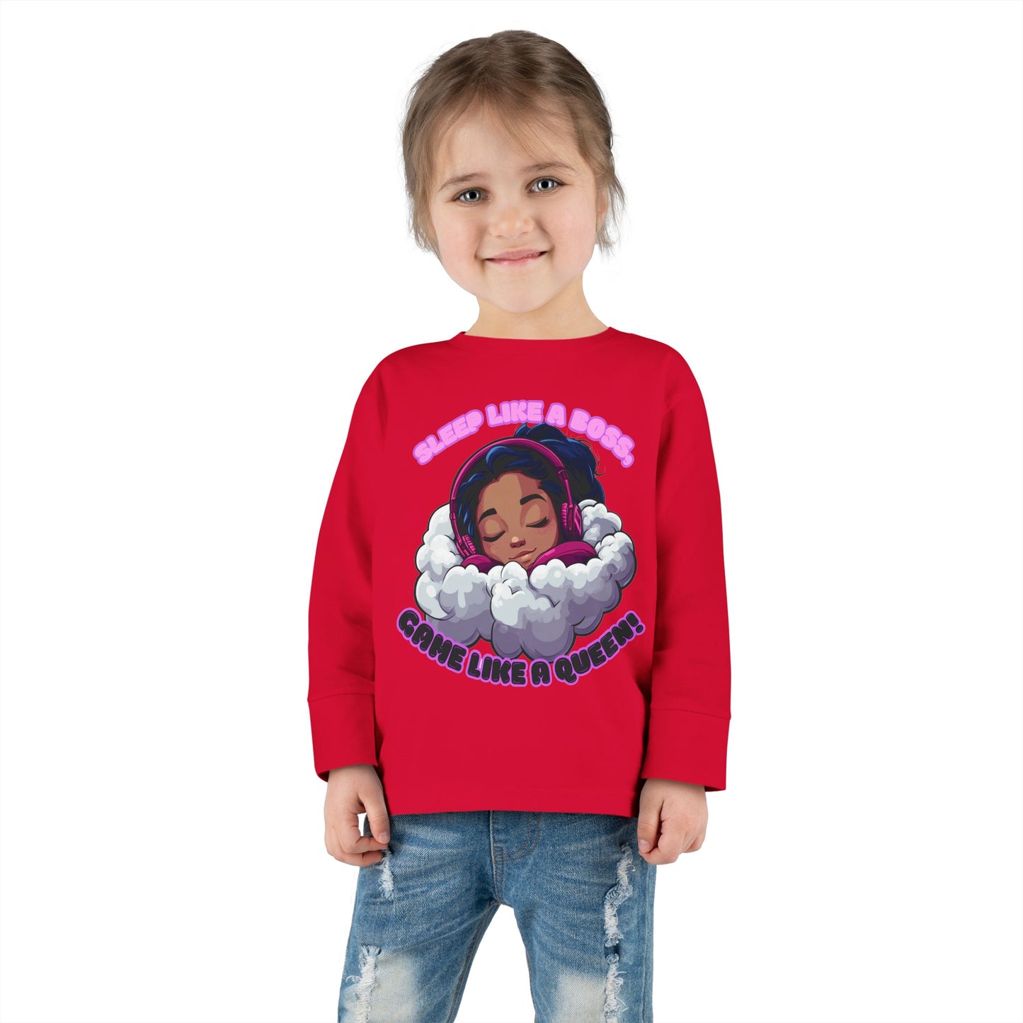 Sleepy Savage Gamer Toddler Girl Long Sleeve Tee