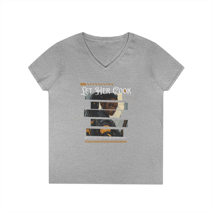 Let Her Cook - Women's V-Neck Tee