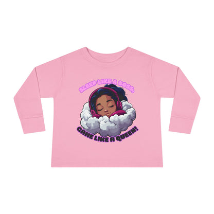 Sleepy Savage Gamer Toddler Girl Long Sleeve Tee