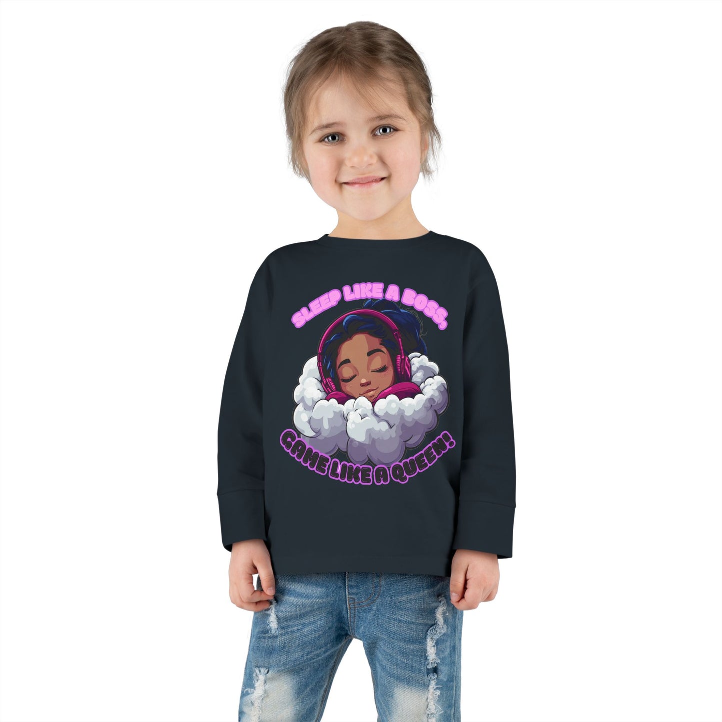 Sleepy Savage Gamer Toddler Girl Long Sleeve Tee