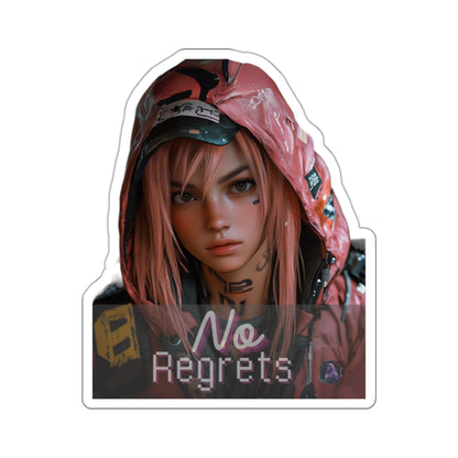 Anime Gamer Girl Kiss-Cut Stickers - No Regrets Design