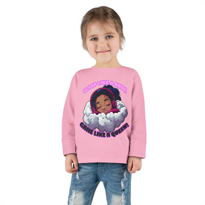 Sleepy Savage Gamer Toddler Girl Long Sleeve Tee