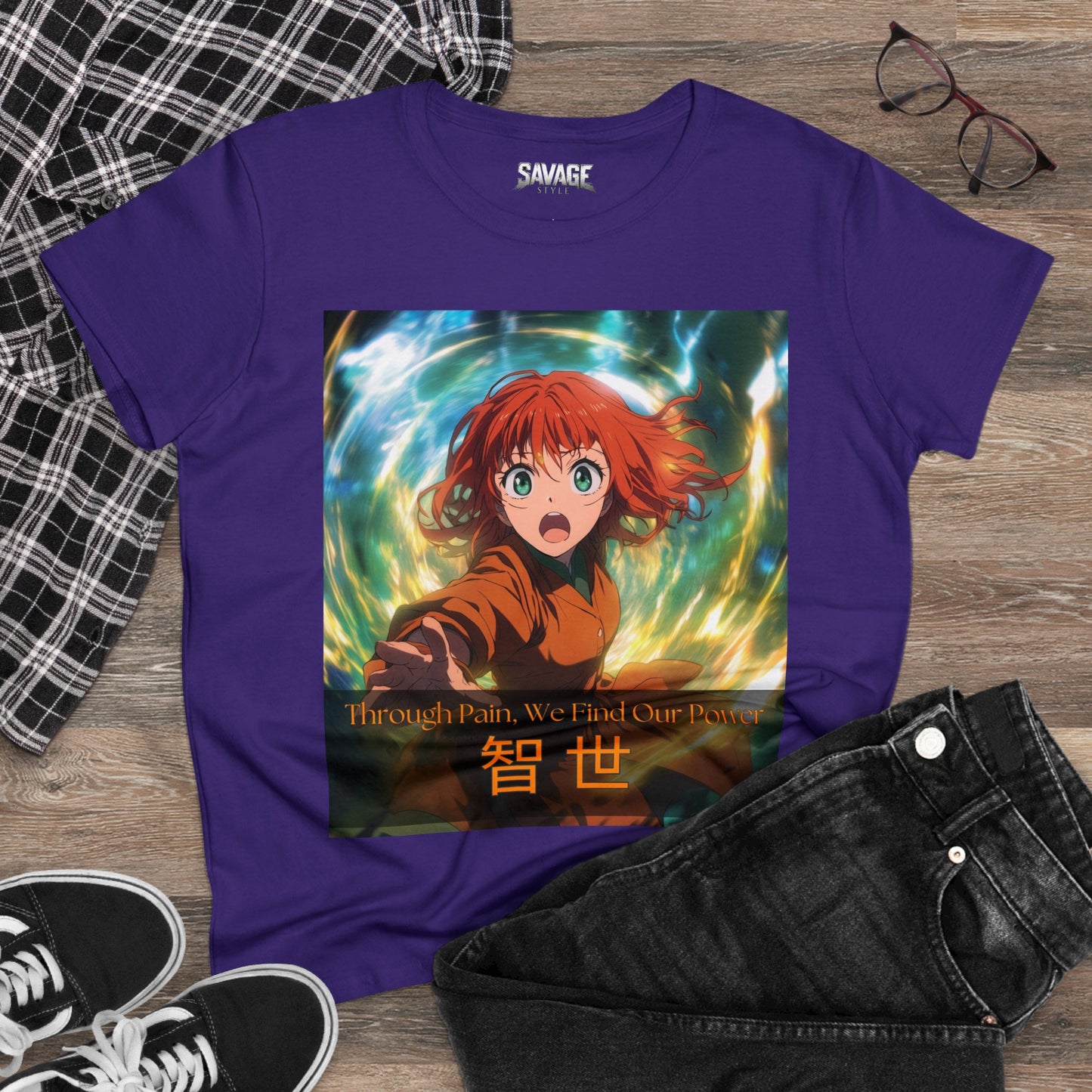 Through Pain, We Find Our Power 智 世- Anime Women's Tee
