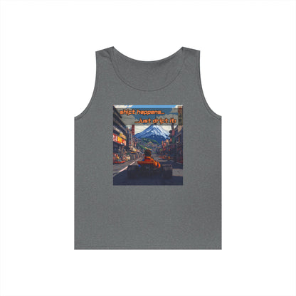 Anime Race Car Unisex Heavy Cotton Tank Top - Shift Happens, Just Drift It