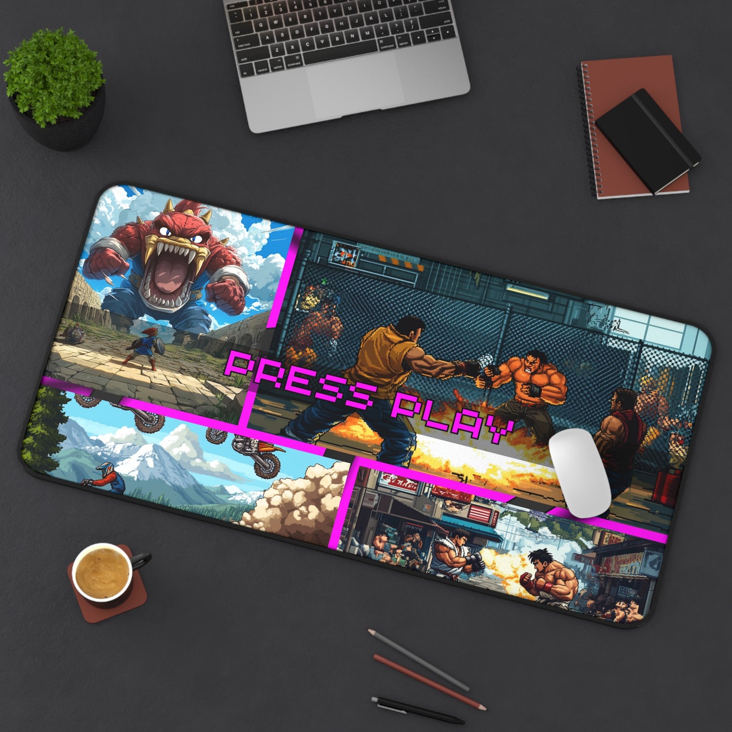 Retro Rewind Nostalgic Video Game Desk Mat - Hot Pink