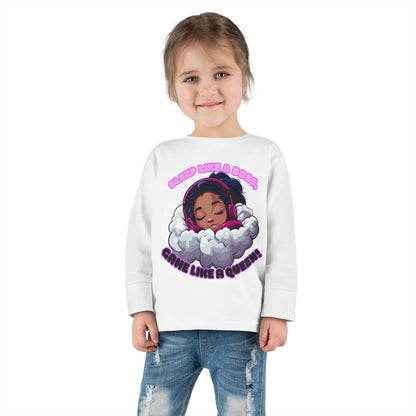 Sleepy Savage Gamer Toddler Girl Long Sleeve Tee