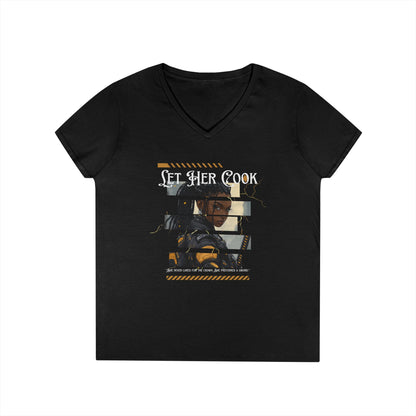 Let Her Cook - Women's V-Neck Tee