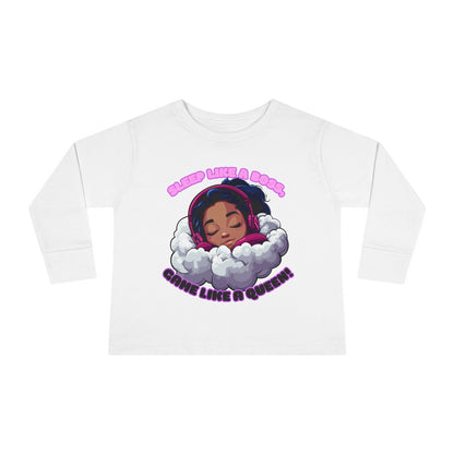 Sleepy Savage Gamer Toddler Girl Long Sleeve Tee