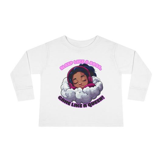 Sleepy Savage Gamer Toddler Girl Long Sleeve Tee